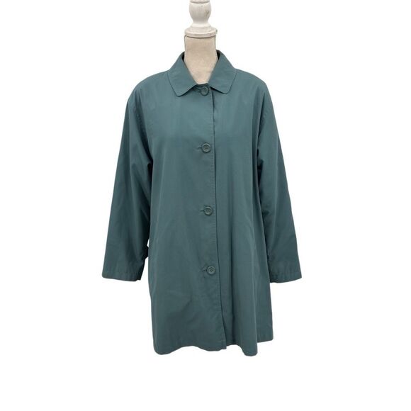 London Fog Limited Edition Button Front Lined Long Sleeve Coat Blue Medium - Picture 1 of 9